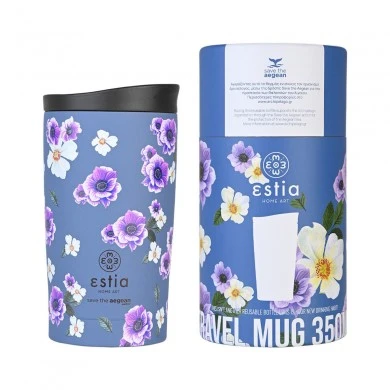 INSULATED TRAVEL MUG SAVE THE AEGEAN 350ml GARDEN BLUE