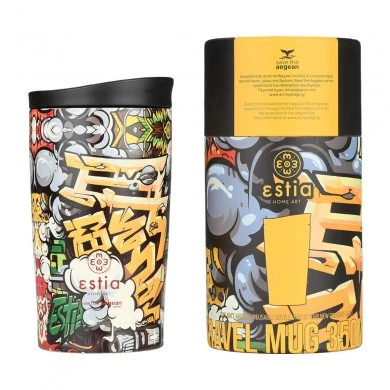INSULATED TRAVEL MUG SAVE THE AEGEAN 350ml GRAFFITI RHYTHM