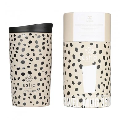 INSULATED TRAVEL MUG SAVE THE AEGEAN 350ml LEOPARD TAUPE