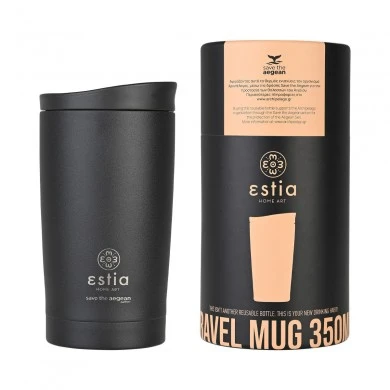INSULATED TRAVEL MUG SAVE THE AEGEAN 350ml MIDNIGHT BLACK