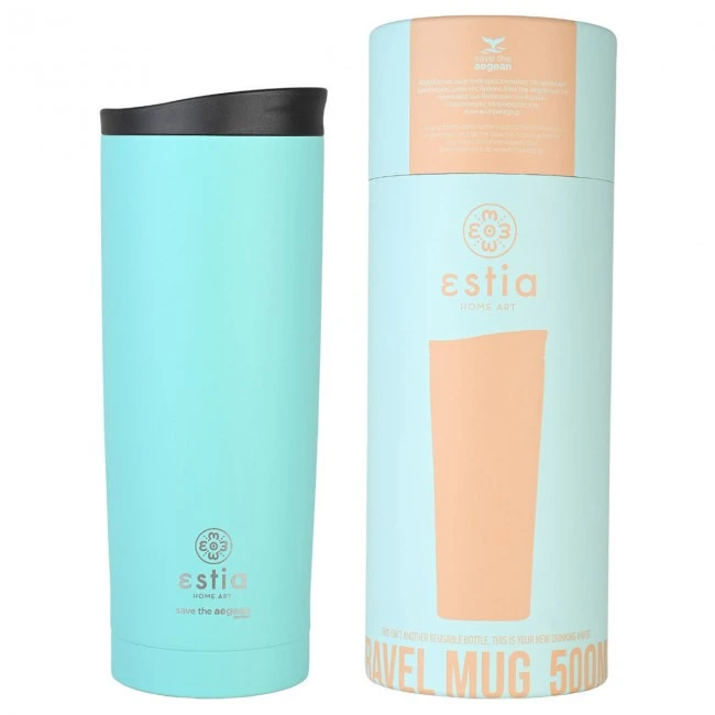 INSULATED TRAVEL MUG SAVE THE AEGEAN 500ml BERMUDA GREEN