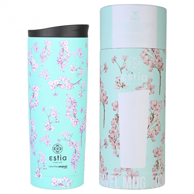 INSULATED TRAVEL MUG SAVE THE AEGEAN 500ml BLOSSOM GREEN