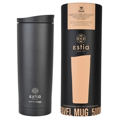 INSULATED TRAVEL MUG SAVE THE AEGEAN 500ml MIDNIGHT BLACK