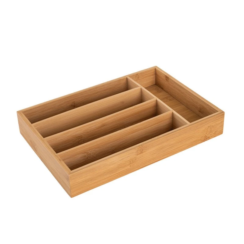 DRAWER CUTLERY TRAYS BAMBOO ESSENTIALS 33x23x4.5cm WITH 5 COMPARTMENTS