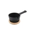 SERVING PAN IRON CAST IRON DEEP 9.5cm WITH BAMBOO BASE