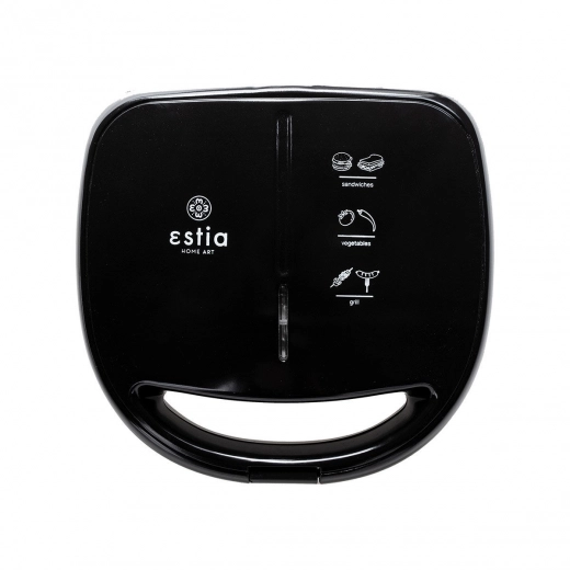ESTIA ΤΟΣΤΙΕΡΑ BLACK &amp; INOX 2 ΘΕΣΕΩΝ 850w ΜΕ ΑΠΟΣΠΩΜΕΝΕΣ ΑΝΤΙΚΟΛΛΗΤΙΚΕΣ ΠΛΑΚΕΣ