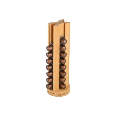 COFFEE CAPSULE HOLDER BAMBOO ESSENTIALS METALLIC 36 PLACES BLACK REVOLVING