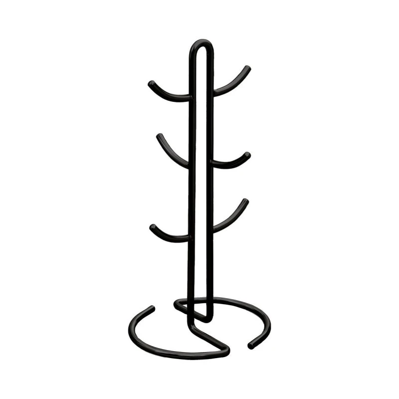 MUG RACK MATTE BLACK ZINC ALLOY 6 HOOKS