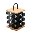 SPICE RACK ORGANIZER IN REVOLVING BASE 12 PIECES BLACK