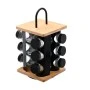 SPICE RACK ORGANIZER IN REVOLVING BASE 12 PIECES BLACK