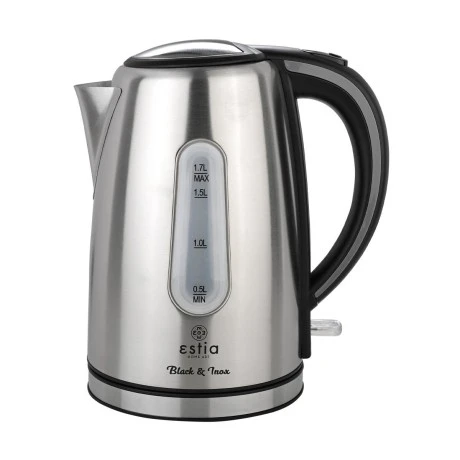 KETTLE BLACK &amp; INOX STAINLESS STEEL 2200w 1.7lt