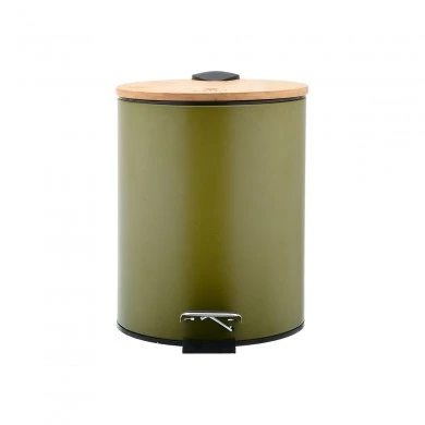 BATHROOM BIN BAMBOO OLIVE SERIES CLOSE 5lt OLIVE