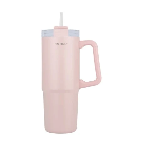 INSULATED BOTTLE STRAW TUMBLER 900ml ROSE QUARTZ