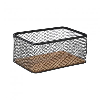 STORAGE &amp; ORGANISER BASKET WIRED METALLIC 24x16.5x11cm BLACK