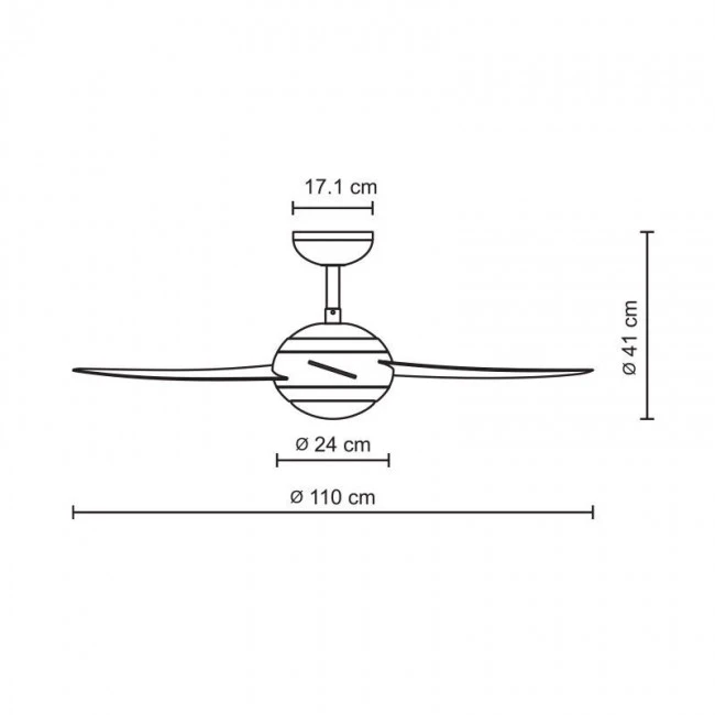 Ανεμιστήρας Οροφής PRCF-80285 Primo 44'' 110εκ. Με Τηλεχειριστήριο 1Φως 5Φτερά Κερασί