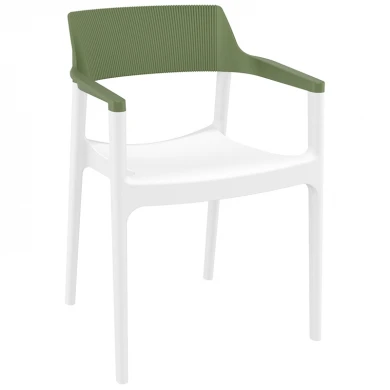 TULUM WHITE/OLIVE GREEN ΠΟΛΥΘΡΟΝΑ ΠΟΛ/ΝΙΟΥ 55X52X79εκ.