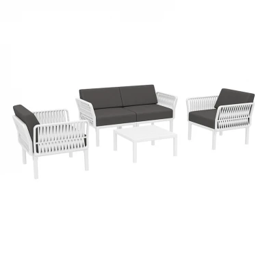 PORTOFINO LOUNGE SET 2ΘΕΣ.WHITE/ΜΑΞ. DARK GREY(2ΘΕΣ.+2ΠΟΛ.+ΤΡΑΠ 33εκ.)