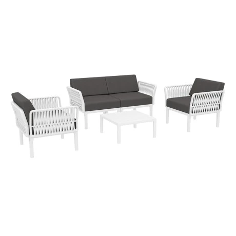PORTOFINO LOUNGE SET 2ΘΕΣ.WHITE/ΜΑΞ. DARK GREY(2ΘΕΣ.+2ΠΟΛ.+ΤΡΑΠ 33εκ.)