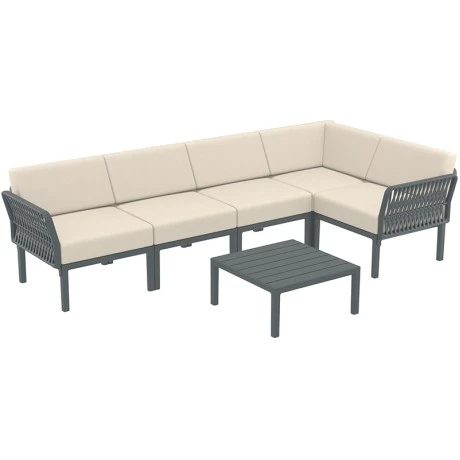 PORTOFINO LOUNGE SET ΓΩΝΙΑ DARK GREY/ΜΑΞ. BEIGE(+ΤΡΑΠ.33εκ.)
