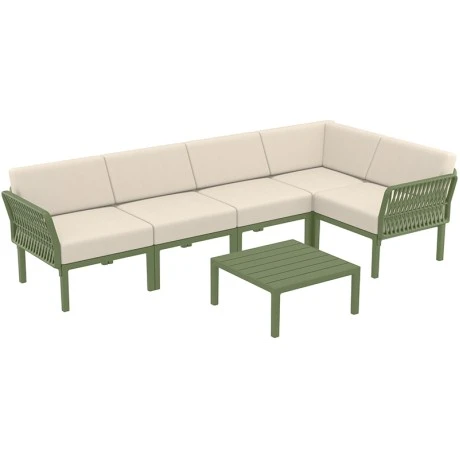 PORTOFINO LOUNGE SET ΓΩΝΙΑ OLIVE GREEN/ΜΑΞ. BEIGE(+ΤΡΑΠ.33εκ.)