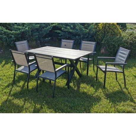 Garden dining set set 7pcs. luxury aluminum with polywood anthracite color