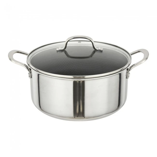 ΚΑΤΣΑΡΟΛΑ ΑΝΟΞΕΙΔΩΤΗ ΜΕ ΓΥΑΛΙΝΟ ΚΑΠΑΚΙ Dmond TRI-PLY 26εκ. ΑΝΤΙΚΟΛΛΗΤΙΚΗ ANKOR