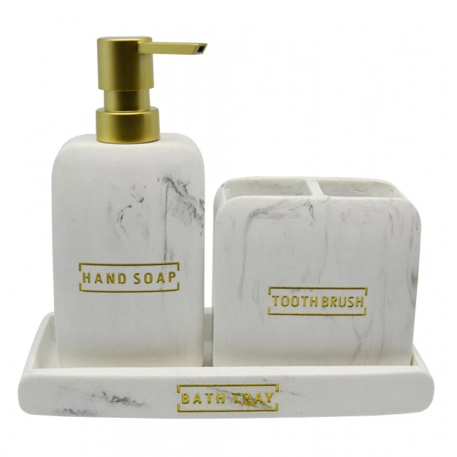 DISPENSER ΠΟΛΥΕΣΤΕΡΙΚΟ ΑΣΠΡΟ ΜΑΡΜΑΡΟ ΜΕ ΧΡΥΣΟ 7,8x6x18,3εκ.ANKOR