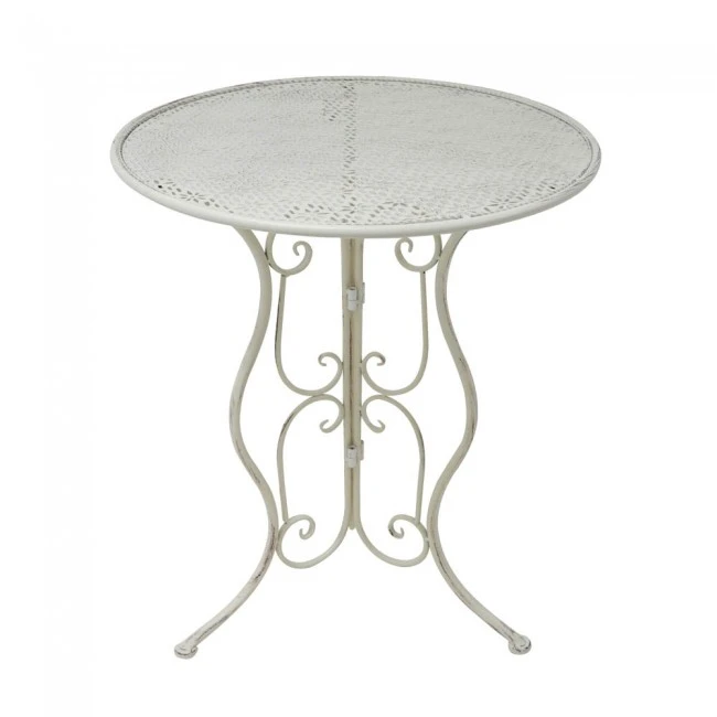 ΤΡΑΠΕΖΙ ΜΕΤΑΛΛΙΚΟ ΣΤΡΟΓΓΥΛΟ ΜΠΕΖ ΑΝΤΙΚΕ 60x70εκ.ANKOR