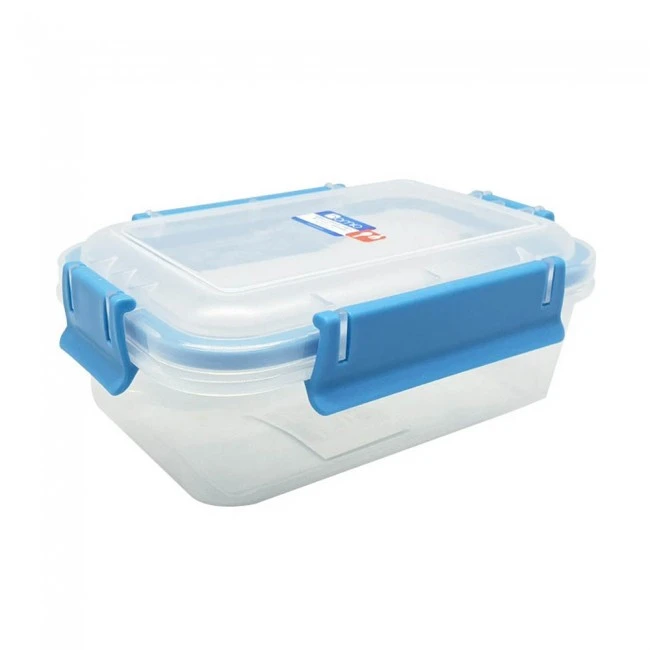 ΦΑΓΗΤΟΔΟΧΕΙΟ ΠΛΑΣΤΙΚΟ ΜΕ ΚΑΠΑΚΙ ΑΣΦΑΛΕΙΑΣ ΔΙΑΦΑΝΟ-ΜΠΛΕ 1,30lt ANKOR