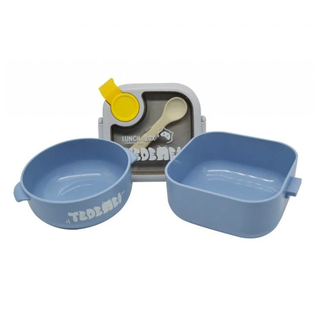 ΦΑΓΗΤΟΔΟΧΕΙΟ ΔΙΠΛΟ ΠΛΑΣΤΙΚΟ ΜΕ ΚΑΠΑΚΙ ΑΣΦΑΛΕΙΑΣ ΚΟΥΤΑΛΙ &amp; ΨΑΛΙΔΙ ΣΙΕΛ 0,75lt ANKOR