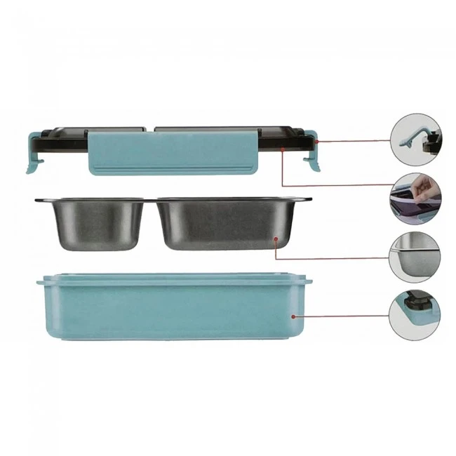 ΦΑΓΗΤΟΔΟΧΕΙΟ ΔΥΟ ΘΕΣΕΩΝ ΠΛΑΣΤΙΚΟ-INOX  ΜΕ ΚΑΠΑΚΙ ΑΣΦΑΛΕΙΑΣ ΣΙΕΛ ANKOR