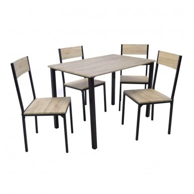 ΣΕΤ 5 ΤΜΧ ΤΡΑΠΕΖΑΡΙΑ ΣΕ ΦΥΣΙΚΟ ΧΡΩΜΑ ΞΥΛΟΥ ΜΕ ΜΑΥΡΟ ΜΕΤΑΛΛΙΚΟ ΣΚΕΛΕΤΟ ANKOR