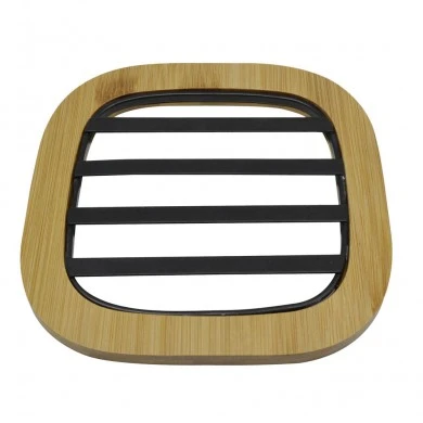 ΣΟΥΠΛΑ ΜΕΤΑΛΛΙΚΟ ΜΑΥΡΟ ΜΕ ΞΥΛΟ ΜΠΑΜΠΟΥ 17x17x1εκ.ANKOR