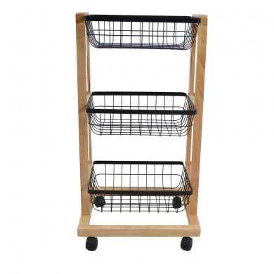 ΤΡΟΛΕΪ ΚΟΥΖΙΝΑΣ-ΜΑΝΑΒΗΣ ΞΥΛΙΝΟΣ ΜΕ 3 ΜΕΤΑΛΛΙΚΑ ΚΑΛΑΘΙΑ 42x35x77,5εκ. ANKOR