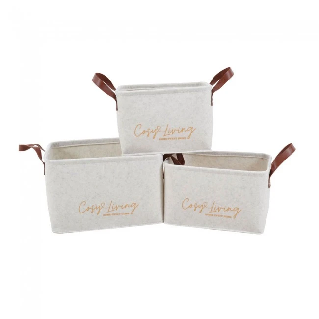 ΚΑΛΑΘΙΑ ΥΦΑΣΜΑΤΙΝΑ ΣΕΤ 3 ΤΜΧ ΣΕ ΕΚΡΟΥ ΧΡΩΜΑ Cosy Living ANKOR