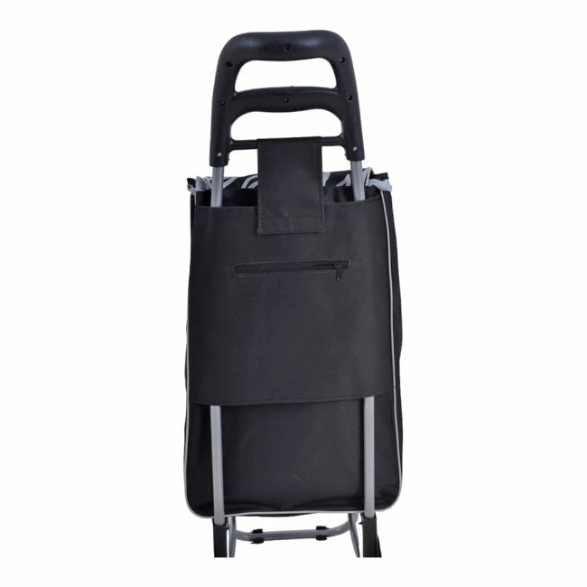 ΚΑΡΟΤΣΙ ΛΑΪΚΗΣ ΜΕΤΑΛΛΙΚΟ ΜΕ ΜΑΥΡΟ ΣΑΚΟ ΚΑΙ ΣΧΕΔΙΟ ΦΥΛΛΑ 35x27x94εκ. ANKOR