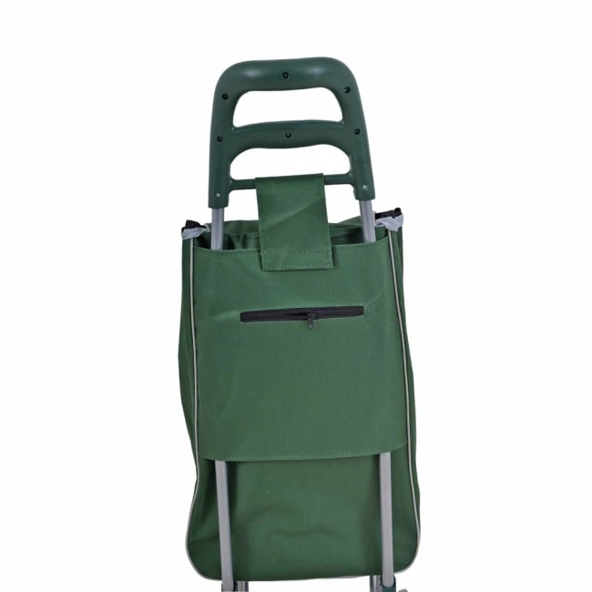 ΚΑΡΟΤΣΙ ΛΑΪΚΗΣ ΜΕΤΑΛΛΙΚΟ ΜΕ ΠΡΑΣΙΝΟ ΣΑΚΟ ΚΑΙ ΣΧΕΔΙΟ ΕΛΙΑ 35x27x94εκ. ANKOR