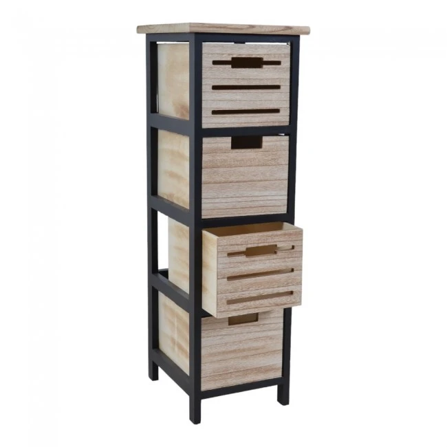 ΣΥΡΤΑΡΙΕΡΑ ΞΥΛΙΝΗ ΜΕ 4 ΣΥΡΤΑΡΙΑ ΣΕ ΜΑΥΡΟ ΚΑΙ ΦΥΣΙΚΟ ΧΡΩΜΑ 25x29x78εκ.ANKOR