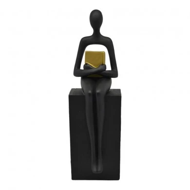 ΔΙΑΚΟΣΜΗΤΙΚΗ ΦΙΓΟΥΡΑ ΠΟΛΥΕΣΤΕΡΙΚΗ  ΜΑΥΡΗ ΜΕ ΧΡΥΣΟ ΒΙΒΛΙΟ 8,5x9,5x28εκ. ANKOR