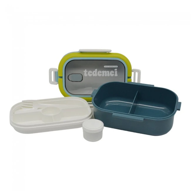 ΦΑΓΗΤΟΔΟΧΕΙΟ ΔΙΠΛΟ  ΠΛΑΣΤΙΚΟ ΜΕ ΚΑΠΑΚΙ ΑΣΦΑΛΕΙΑΣ ΠΙΡΟΥΝΙ &amp; ΚΟΥΤΑΛΙ 1,60lt ΜΠΛΕ ANKOR