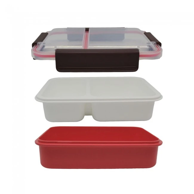 ΦΑΓΗΤΟΔΟΧΕΙΟ 2 ΘΕΣΕΩΝ ΠΛΑΣΤΙΚΟ MΕ ΚΑΠΑΚΙ ΑΣΦΑΛΕΙΑΣ 1,0lt ΚΟΚΚΙΝΟ ANKOR