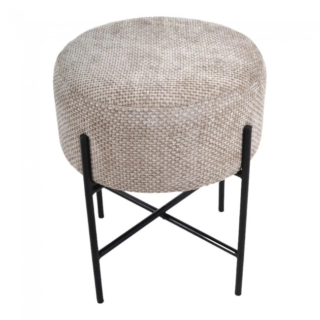 ΣΚΑΜΠΟ ΜΕ ΜΕΤΑΛΛΙΚΑ ΜΑΥΡΑ ΠΟΔΙΑ ΚΑΙ ΥΦΑΣΜΑΤΙΝΟ ΜΠΕΖ ΚΑΘΙΣΜΑ 36x36x43εκ.ANKOR