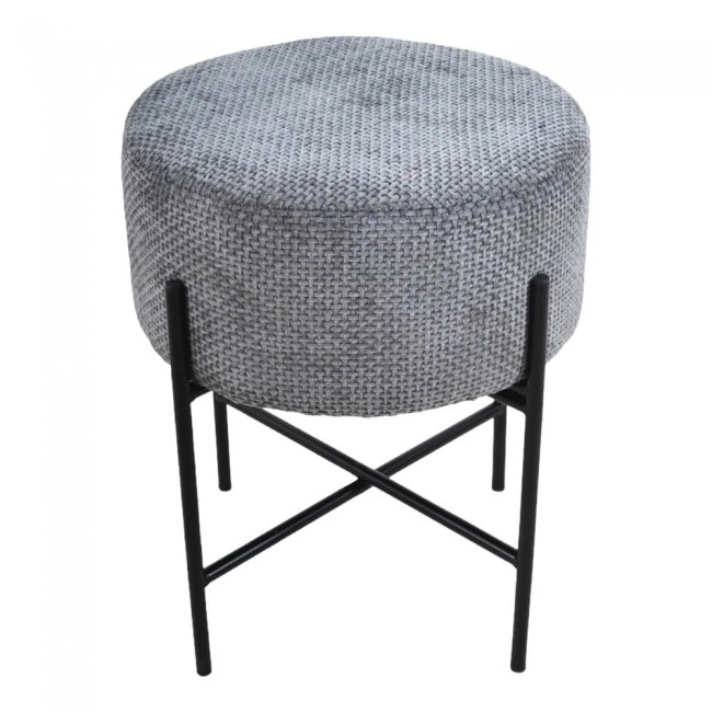 ΣΚΑΜΠΟ ΜΕ ΜΕΤΑΛΛΙΚΑ ΜΑΥΡΑ ΠΟΔΙΑ ΚΑΙ ΥΦΑΣΜΑΤΙΝΟ ΓΚΡΙ ΚΑΘΙΣΜΑ 36x36x43εκ.ANKOR