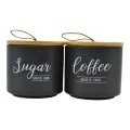 ΣΕΤ 2 ΒΑΖΑ ΚΕΡΑΜΙΚΑ ΜΑΥΡΑ Sugar Coffee ΜΕ ΜΠΑΜΠΟΥ ΚΑΠΑΚΙ 10,4x10,4x10εκ. ANKOR