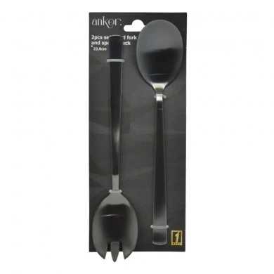 ΣΕΤ ΣΕΡΒΙΡΙΣΜΑΤΟΣ ΣΑΛΑΤΑΣ INOX ΣΕ ΜΑΥΡΟ ΧΡΩΜΑ 23,8εκ. ANKOR