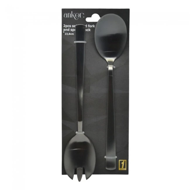 ΣΕΤ ΣΕΡΒΙΡΙΣΜΑΤΟΣ ΣΑΛΑΤΑΣ INOX ΣΕ ΜΑΥΡΟ ΧΡΩΜΑ 23,8εκ. ANKOR