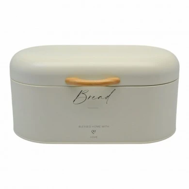 ΨΩΜΙΕΡΑ ΜΕΤΑΛΛΙΚΗ ΟΒΑΛ ΚΡΕΜ Bread ΜΕ ΞΥΛΙΝΗ ΛΑΒΗ 30x18x16εκ.ANKOR