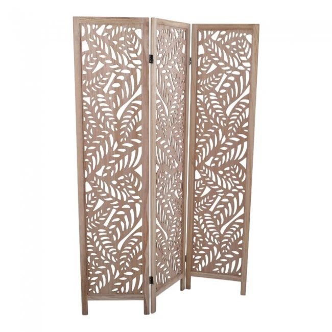 ΠΑΡΑΒΑΝ ΞΥΛΙΝΟ ΤΡΙΠΛΟ ΣΕ ΦΥΣΙΚΟ ΧΡΩΜΑ ΜΕ ΔΙΑΤΡΗΤΑ ΦΥΛΛΑ 20x6x170εκ.ANKOR