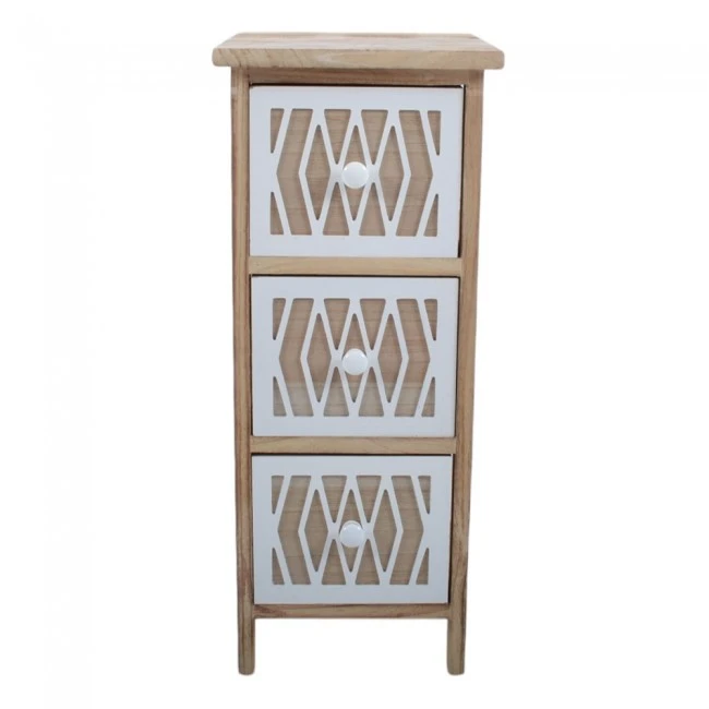 ΣΥΡΤΑΡΙΕΡΑ ΞΥΛΙΝΗ ΜΕ 3 ΣΥΡΤΑΡΙΑ ΣΕ ΦΥΣΙΚΟ ΧΡΩΜΑ ΜΕ ΓΕΩΜΕΤΡΙΚΑ ΣΧΕΔΙΑ 26x32x62εκ.ANKOR