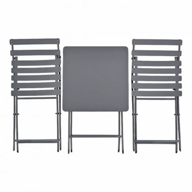 ΜΕΤΑΛΛΙΚΟ ΣΕΤ ΤΡΑΠΕΖΙΟΥ ΚΑΙ 2 ΚΑΡΕΚΛΩΝ ΠΤΥΣΣΟΜΕΝΟ ΣΕ ΓΚΡΙ ΜΑΤ ΧΡΩΜΑ ANKOR